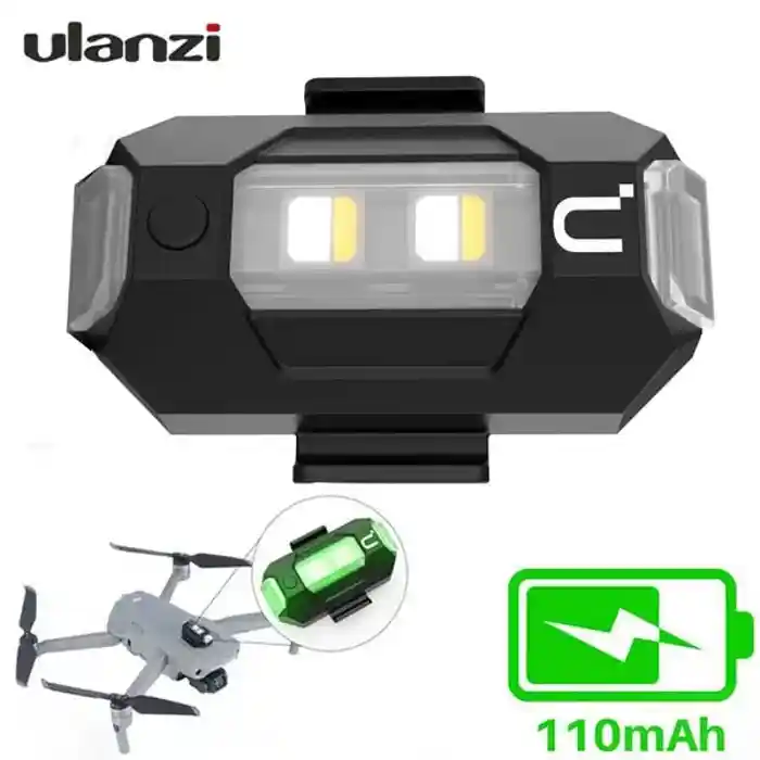 Ulanzi DR-02 Strobe LED Drone Light Compatible with DJI Mavic AIR 2 Pro Inspire 2 Pro; 3 km Visible Anti-Collision Light with Adjustable 3 Colours and 110mAh Battery